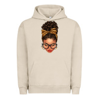 Pigment French Oak Light skin afro messy bun leopard bow Urban Hoodie - texasbilliewilder