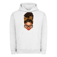 Pigment Lunar Rock Light skin afro messy bun leopard bow Urban Hoodie - texasbilliewilder