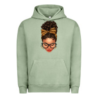 Pigment Oil Green Light skin afro messy bun leopard bow Urban Hoodie - texasbilliewilder