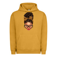 Pigment Peanut Butter Light skin afro messy bun leopard bow Urban Hoodie - texasbilliewilder