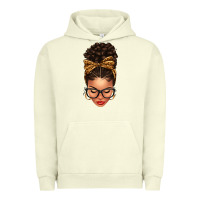Pigment Pistachio Light skin afro messy bun leopard bow Urban Hoodie - texasbilliewilder