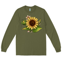 Army Green sunflower Long Sleeve Tee - JahusDesignShop