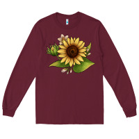 Burgundy sunflower Long Sleeve Tee - JahusDesignShop
