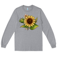 Heather Grey sunflower Long Sleeve Tee - JahusDesignShop