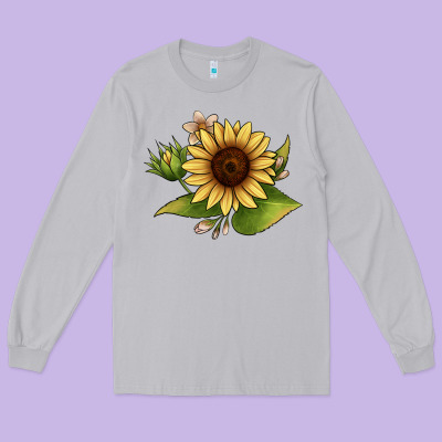 Sunflower Long Sleeve Tee Designed By Jahusdesignshop