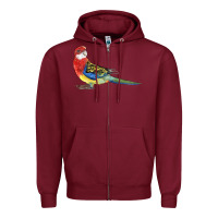 Burgundy Rosella Bird Zipper Hoodie - LillyAllenDesigns