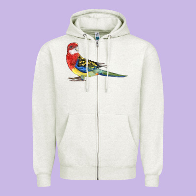 Rosella Bird Zipper Hoodie Designed By Lillyallendesigns