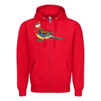 Red Rosella Bird Zipper Hoodie - LillyAllenDesigns