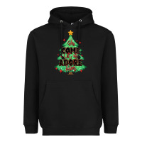 Black oh come let us adore him christmas tree Heavyweight Hoodie - MaliasSmallBusiness