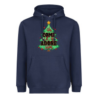 Navy oh come let us adore him christmas tree Heavyweight Hoodie - MaliasSmallBusiness