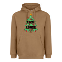 Toasted Coconut oh come let us adore him christmas tree Heavyweight Hoodie - MaliasSmallBusiness