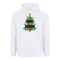 White oh come let us adore him christmas tree Heavyweight Hoodie - MaliasSmallBusiness