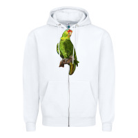 White New Zealand Paraket Parrot Zipper Hoodie - LillyAllenDesigns