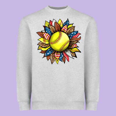 Softball Sunflower Heavyweight Sweatshirt Designed By Hra Design Shop