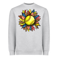Heather Grey softball sunflower Heavyweight Sweatshirt - HRA Design Shop