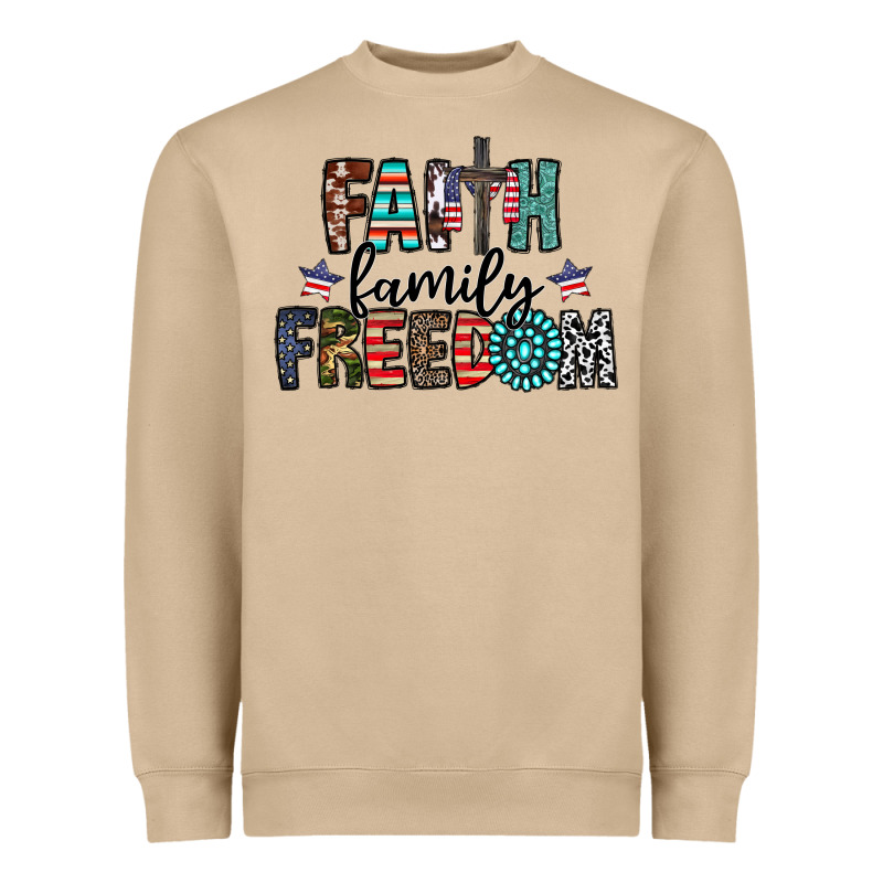 Faith Family Freedom Heavyweight Sweatshirt by CowhideDigitalArt | Teevron