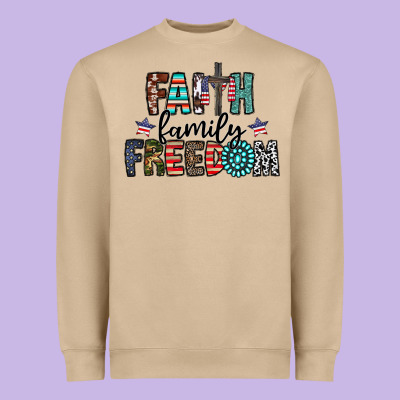 Faith Family Freedom Heavyweight Sweatshirt Designed By Cowhidedigitalart