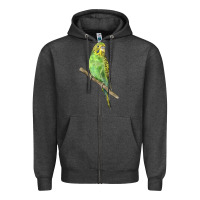 Charcoal Heather Budgeriar Bird Parrot Zipper Hoodie - LillyAllenDesigns
