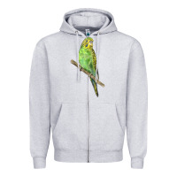 Heather Grey Budgeriar Bird Parrot Zipper Hoodie - LillyAllenDesigns