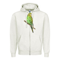 Oatmeal Heather Budgeriar Bird Parrot Zipper Hoodie - LillyAllenDesigns