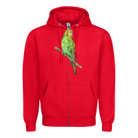 Red Budgeriar Bird Parrot Zipper Hoodie - LillyAllenDesigns