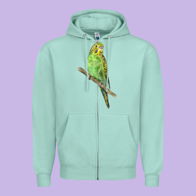 Budgeriar Bird Parrot Zipper Hoodie Designed By Lillyallendesigns