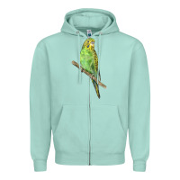Seafoam Budgeriar Bird Parrot Zipper Hoodie - LillyAllenDesigns