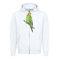 White Budgeriar Bird Parrot Zipper Hoodie - LillyAllenDesigns