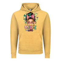 Vintage Mustard afro messy bun nurse life Vintage Hoodie - texasbilliewilder