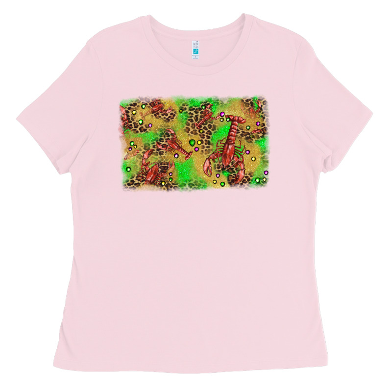Mardi Gras Crawfish And Glitter Background Ladies Tee by AdoDesignShop | Teevron