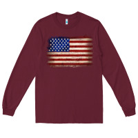 Burgundy American flag Long Sleeve Tee - JahusDesignShop