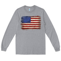 Heather Grey American flag Long Sleeve Tee - JahusDesignShop