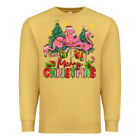Antique Gold merry christmas flamingos Premium Sweatshirt - MaliasSmallBusiness