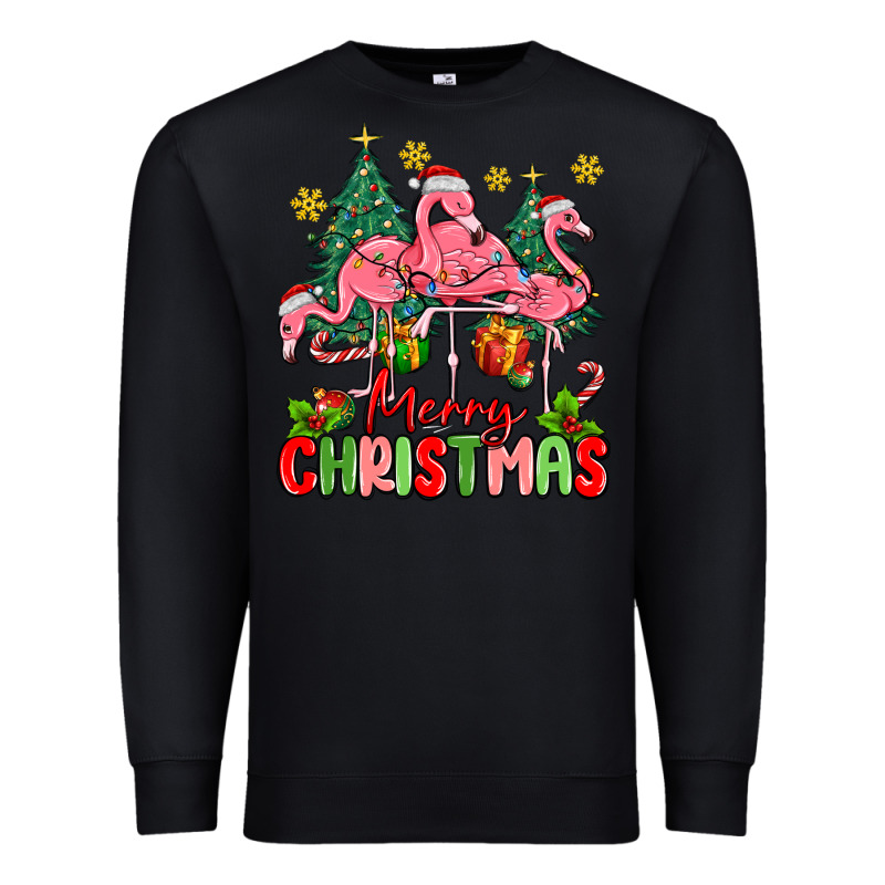 Merry Christmas Flamingos Premium Sweatshirt by MaliasSmallBusiness | Teevron