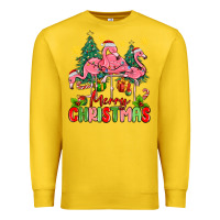 Lemon merry christmas flamingos Premium Sweatshirt - MaliasSmallBusiness