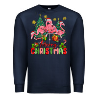 Navy merry christmas flamingos Premium Sweatshirt - MaliasSmallBusiness