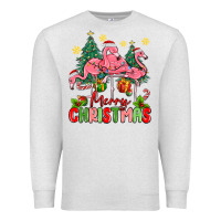Oatmeal Heather merry christmas flamingos Premium Sweatshirt - MaliasSmallBusiness