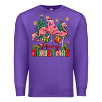 Purple merry christmas flamingos Premium Sweatshirt - MaliasSmallBusiness