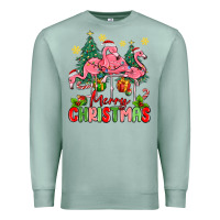 Seafoam merry christmas flamingos Premium Sweatshirt - MaliasSmallBusiness