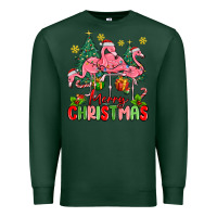 Sports Green merry christmas flamingos Premium Sweatshirt - MaliasSmallBusiness