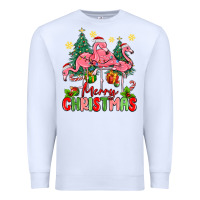 White merry christmas flamingos Premium Sweatshirt - MaliasSmallBusiness