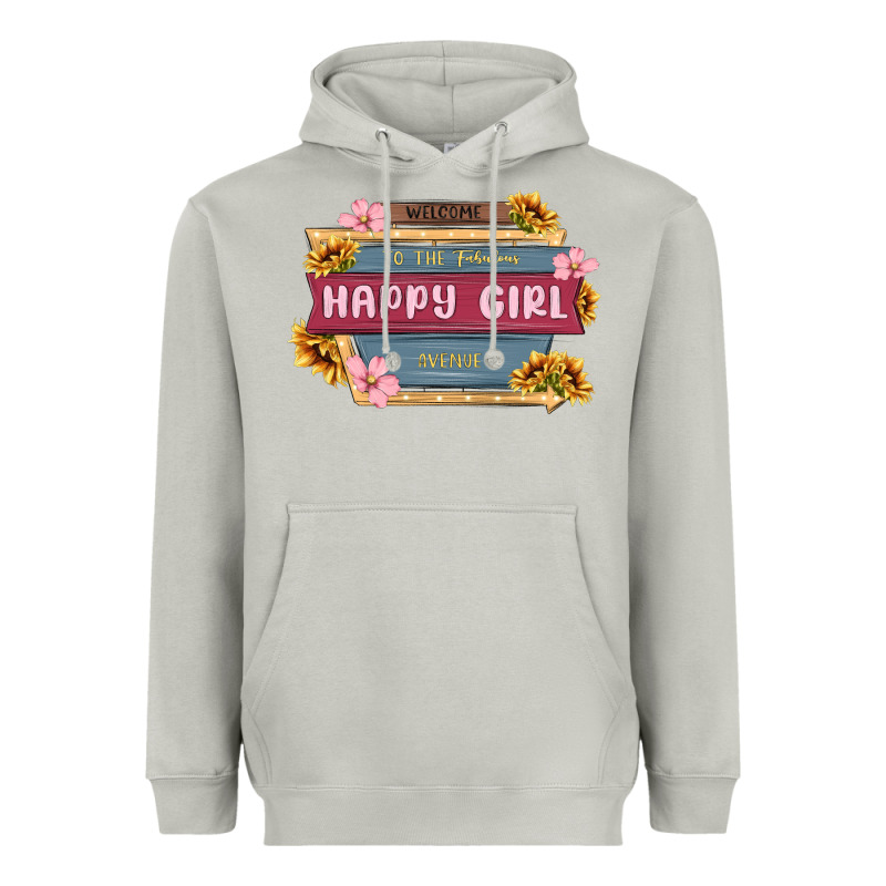 Welcome To The Fabulous Happy Girl Avenue Heavyweight Hoodie by MaliasSmallBusiness | Teevron