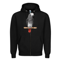 Black African Gray Parrot Bird Zipper Hoodie - LillyAllenDesigns