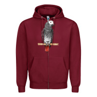 Burgundy African Gray Parrot Bird Zipper Hoodie - LillyAllenDesigns