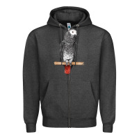 Charcoal Heather African Gray Parrot Bird Zipper Hoodie - LillyAllenDesigns