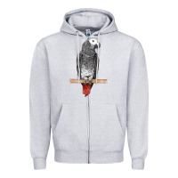 Heather Grey African Gray Parrot Bird Zipper Hoodie - LillyAllenDesigns