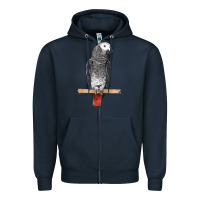 Navy African Gray Parrot Bird Zipper Hoodie - LillyAllenDesigns