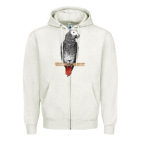Oatmeal Heather African Gray Parrot Bird Zipper Hoodie - LillyAllenDesigns