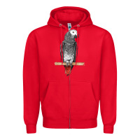 Red African Gray Parrot Bird Zipper Hoodie - LillyAllenDesigns