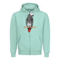 Seafoam African Gray Parrot Bird Zipper Hoodie - LillyAllenDesigns